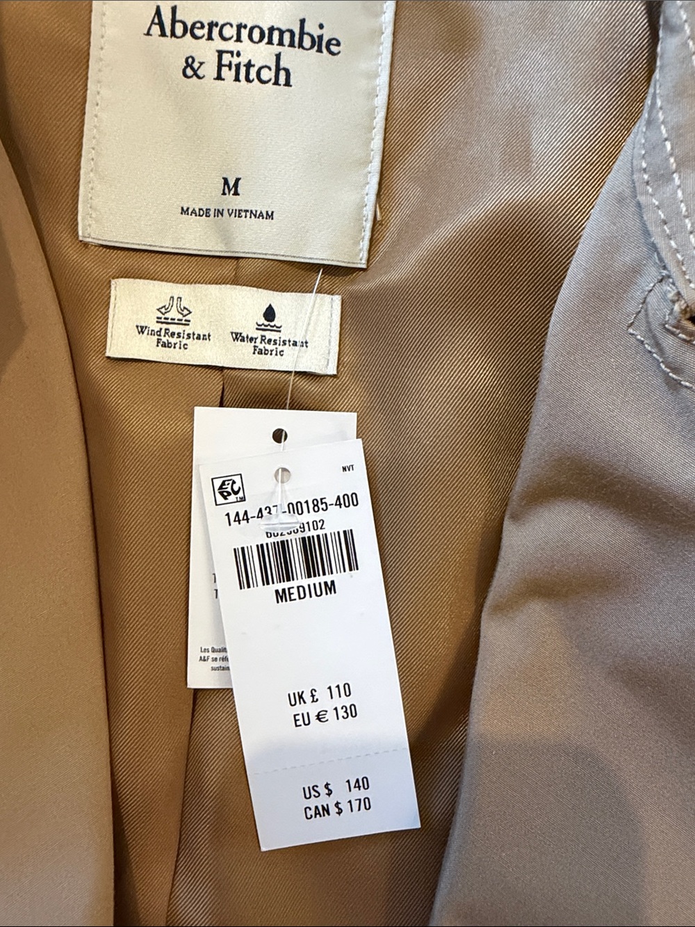 Abercrombie & Fitch Tan Trench Coat with Belt - Picture 12 of 12